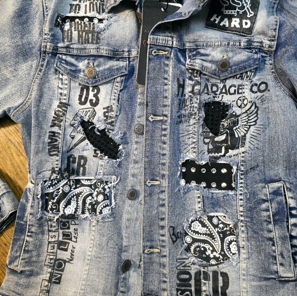 NWT Copper Rivet Designer Jean Jacket Mens Small But Unisex - Picture 2 of 7